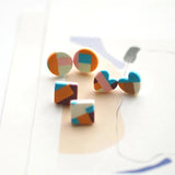 Vintage Unique Pop Art Metal Brass Top Polymer Clay Earrings Studs Sets