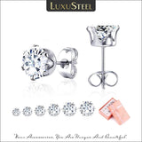 6Pairs Stainless Steel CZ Stud Earrings Set 3-8mm