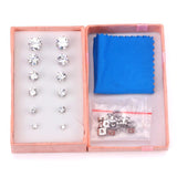 6Pairs Stainless Steel CZ Stud Earrings Set 3-8mm