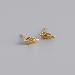 925 Silver Leaf Stud Earrings for Baby Women Statement Jewelry