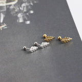 925 Silver Leaf Stud Earrings for Baby Women Statement Jewelry