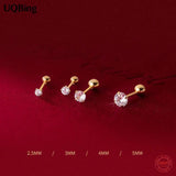 925 Silver 18K Plated CZ Zircon Stud Earrings