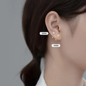 925 Silver 18K Plated CZ Zircon Stud Earrings
