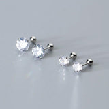 925 Silver 18K Plated CZ Zircon Stud Earrings