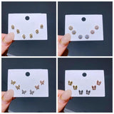 3 Pairs CZ Stud Earrings Set for Women Party Jewelry