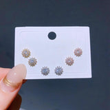 3 Pairs CZ Stud Earrings Set for Women Party Jewelry