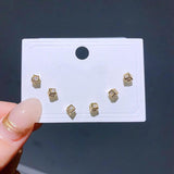 3 Pairs CZ Stud Earrings Set for Women Party Jewelry