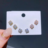 3 Pairs CZ Stud Earrings Set for Women Party Jewelry