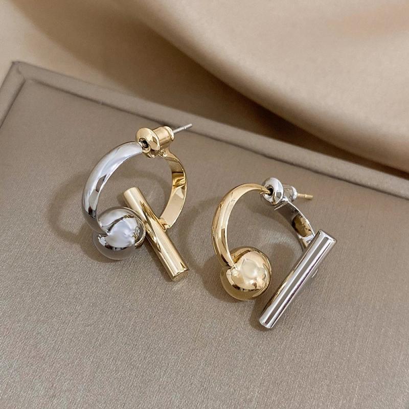 Minimalist Silver Flower Ball Earrings Statement Jewelry
