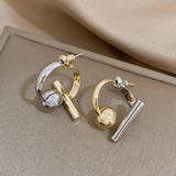 Minimalist Silver Flower Ball Earrings Statement Jewelry