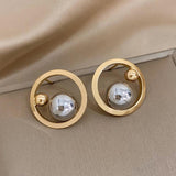 Minimalist Silver Flower Ball Earrings Statement Jewelry