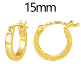 Lady High Flatted Hoop Earrings 14K Plated Jewelry 925 Silver Post