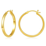 Lady High Flatted Hoop Earrings 14K Plated Jewelry 925 Silver Post