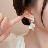Flower Pendant Earrings 14K Plated Zircon Shell Acrylic