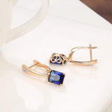 Square Zircon Pendant Earrings 585 Vintage Jewelry