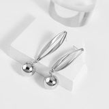Metallic Ball Pendant Drop Earrings Silver Gift for Women