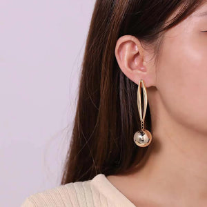 Metallic Ball Pendant Drop Earrings Silver Gift for Women
