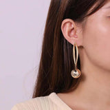 Metallic Ball Pendant Drop Earrings Silver Gift for Women