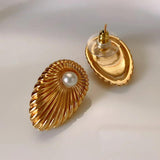 Bilandi Jewelry 925 Silver Stud Earrings with Simulated Pearl