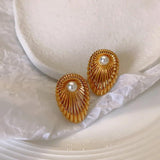 Bilandi Jewelry 925 Silver Stud Earrings with Simulated Pearl