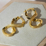 Smooth Earrings for Women 18K Plating Large Number Eight Hoop