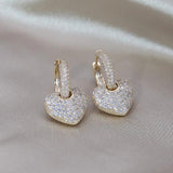 14K Plated Copper Zircon Love Pendant Earrings Women's Party Accessories