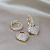 14K Plated Copper Zircon Love Pendant Earrings Women's Party Accessories