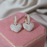 14K Plated Copper Zircon Love Pendant Earrings Women's Party Accessories