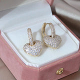 14K Plated Copper Zircon Love Pendant Earrings Women's Party Accessories