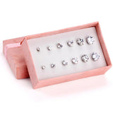 6pairs/Box CZ Small Piercing Stud Earrings Stainless Steel Vintage Jewelry Set