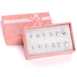 6pairs/Box CZ Small Piercing Stud Earrings Stainless Steel Vintage Jewelry Set