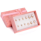 6pairs/Box CZ Small Piercing Stud Earrings Stainless Steel Vintage Jewelry Set