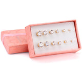 6pairs/Box CZ Small Piercing Stud Earrings Stainless Steel Vintage Jewelry Set