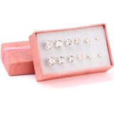 6pairs/Box CZ Small Piercing Stud Earrings Stainless Steel Vintage Jewelry Set