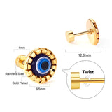 12 Pairs Evil Eye Stainless Steel Stud Earrings Red Cat Eyes Ear Jewelry Set