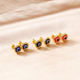 12 Pairs Evil Eye Stainless Steel Stud Earrings Red Cat Eyes Ear Jewelry Set