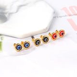 12 Pairs Evil Eye Stainless Steel Stud Earrings Red Cat Eyes Ear Jewelry Set