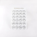 12Pairs Heart CZ Star Silver Earring Sets