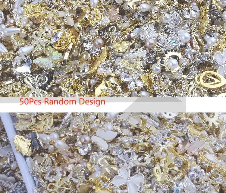 50Pcs/Lot 3D Alloy Rhinestones Nail Art Charms &Zircon Diamond Nail Charms