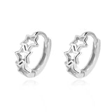 TrustDavis 925 Silver Sweet 18K Star Hoop Earrings For Women DG0118