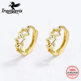 TrustDavis 925 Silver Sweet 18K Star Hoop Earrings For Women DG0118
