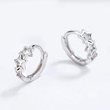 TrustDavis 925 Silver Sweet 18K Star Hoop Earrings For Women DG0118