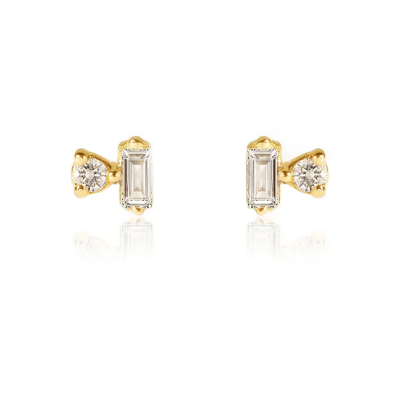 925 Sterling Silver Geometric Zircon Stud Earrings