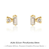 925 Sterling Silver Geometric Zircon Stud Earrings