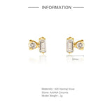 925 Sterling Silver Geometric Zircon Stud Earrings