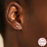 925 Sterling Silver Geometric Zircon Stud Earrings