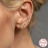 925 Sterling Silver Geometric Zircon Stud Earrings