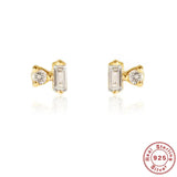 925 Sterling Silver Geometric Zircon Stud Earrings