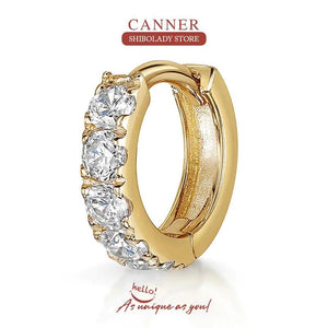 925 Silver Diamond Hoop Earring 18K Fine Jewelry Wedding Party