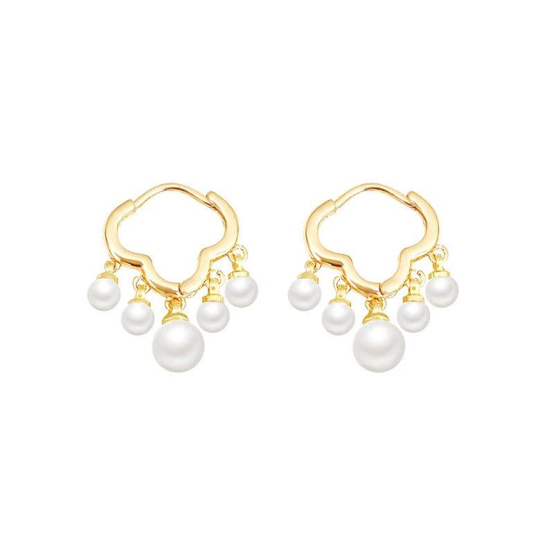 Cloud Pearl Pendant Hoop Earrings for Women